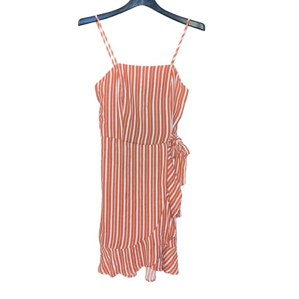 Xhilaration Orange and White Striped Asymmetrical Dress